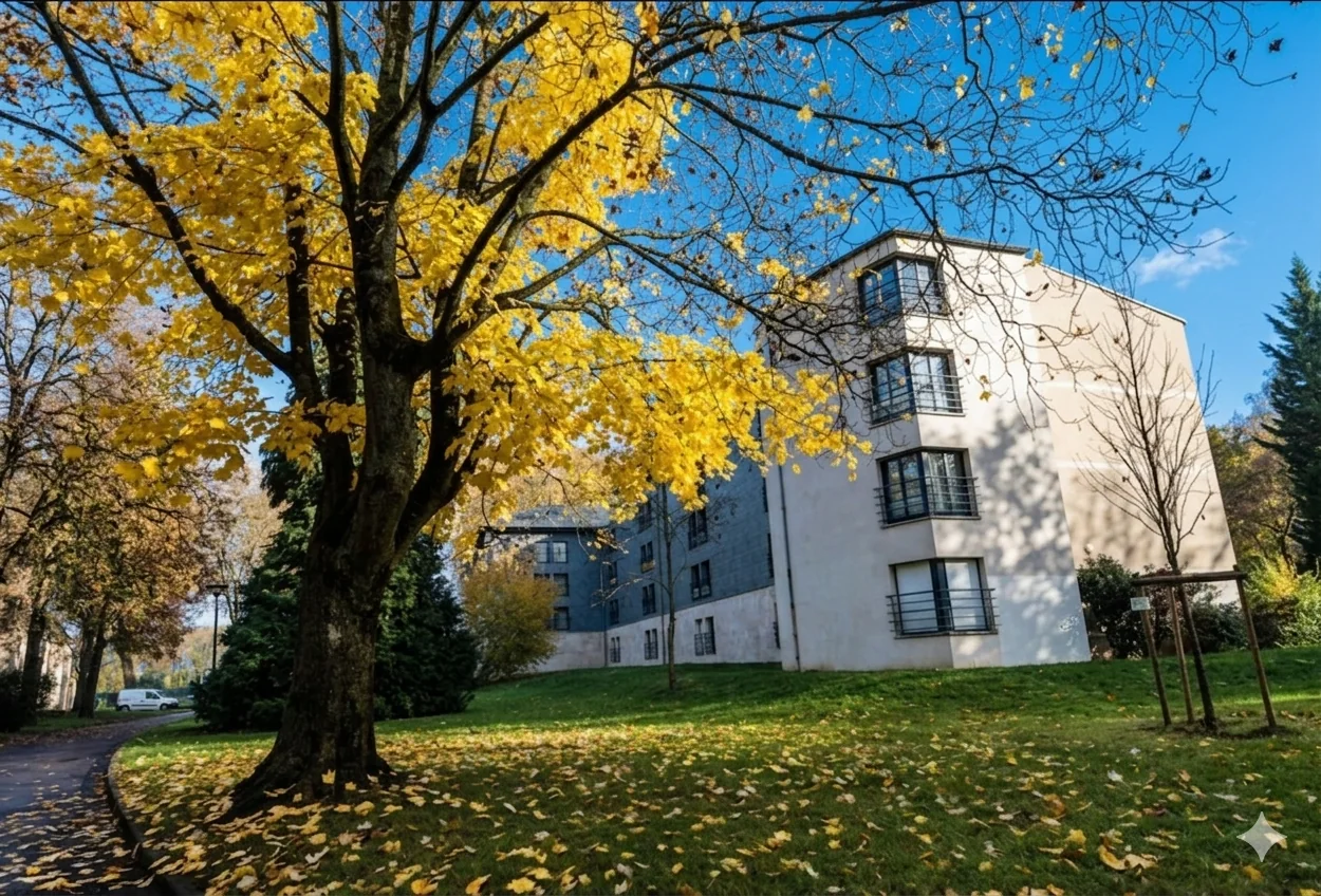 Résidence étudiante Zenao à Nevers : bâtiment et parc arboré face à la Loire